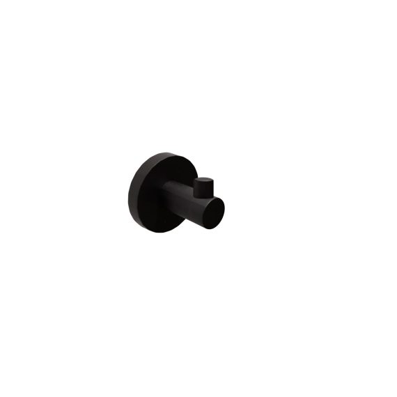 Percha Baho Stick Round Negro Mate (adhesivo)