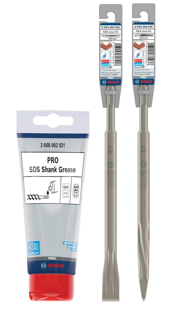 Bosch SDS plus chisel set and maintenance grease 2609390576/2608002021