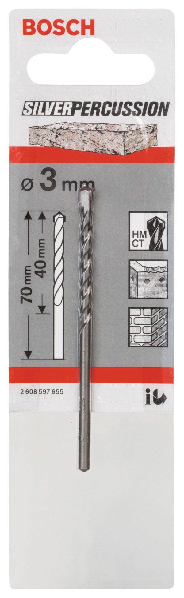 Ud.broca Bosch cyl-3 pedra 3x40x70