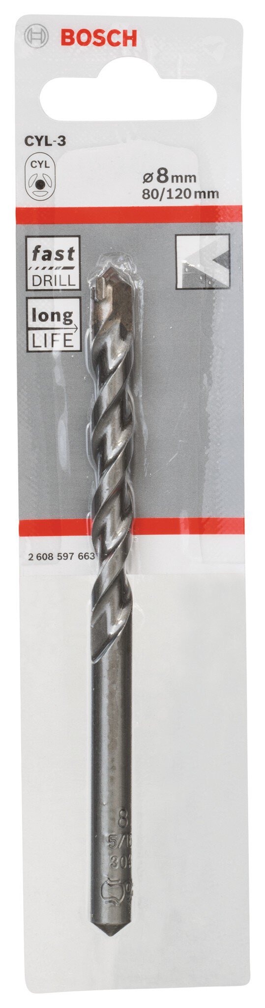 Pc.Bosch cyl-3 masonry drill bit 8x80x120