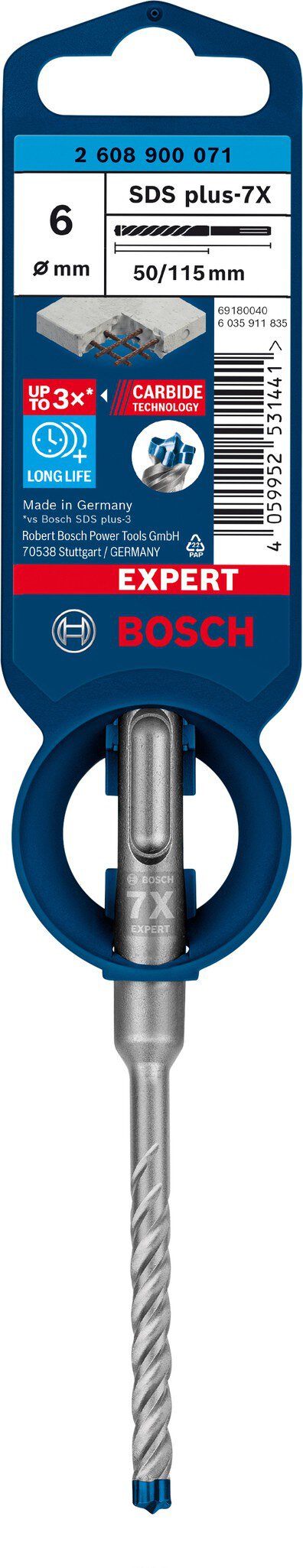 Pc.Bosch SDS-plus-7X drill bit 6x50x115