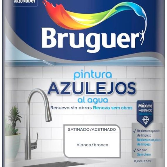 Bote Bruguer esmalte al agua para Azulejos satinado blanco 750ml