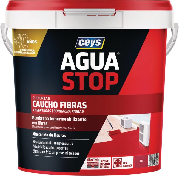 Cubo Ceys Aguastop caucho fibras rojo 5kg