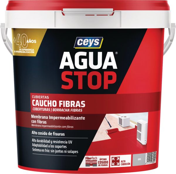 Cubo Ceys Aguastop caucho fibras gris 5kg