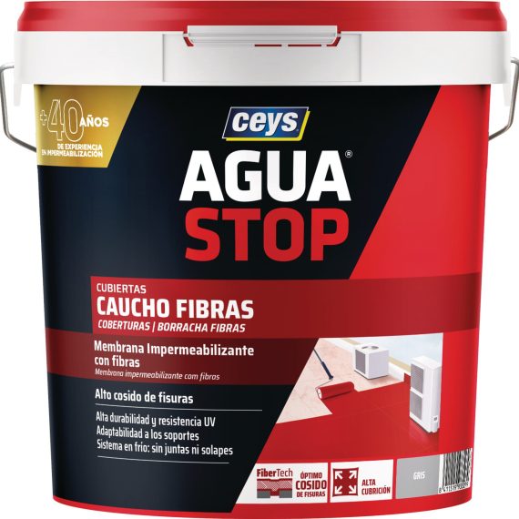 Cubo Ceys Aguastop caucho fibras gris 20kg