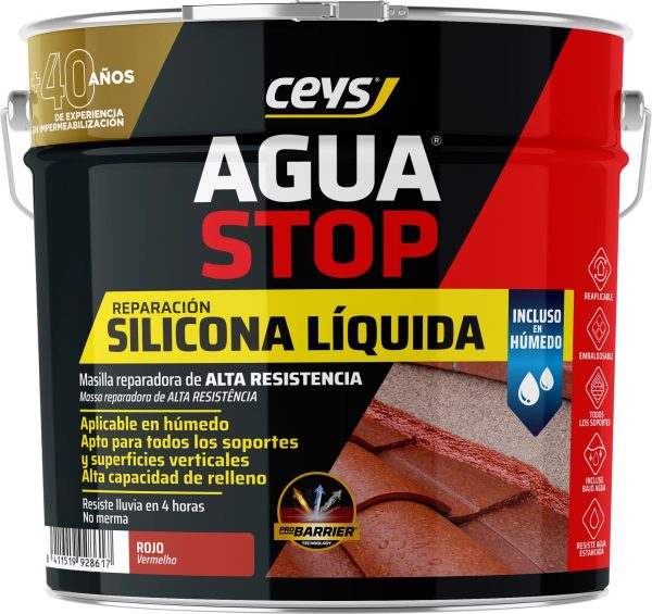 Cubo Ceys Aguastop silicona líquida rojo 4kg