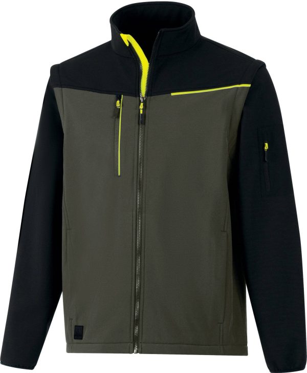 Pz. Deltaplus chaqueta Softshell SOCCIA Kaki-Negro L