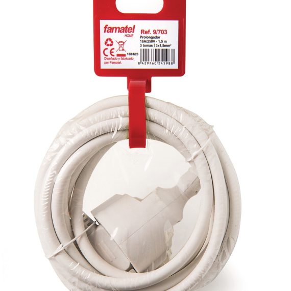 Pz.prolongacion Famatel 2985 16a 3x1.5 5m blanco