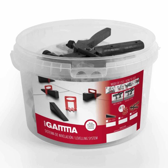 Kit nivelacion Gamma (1 tenaza. 100 bases 1mm. 100 cuñas)