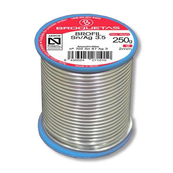 Hilo soldadura estaño broquetas 3.5 ag 250g aenor