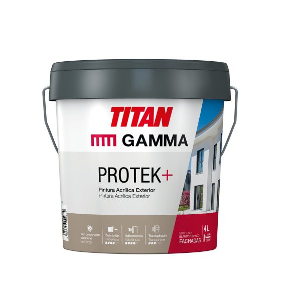 Bote Gamma-Titan pintura acrílica/plástica blanca Protek exterior-fachadas 4l