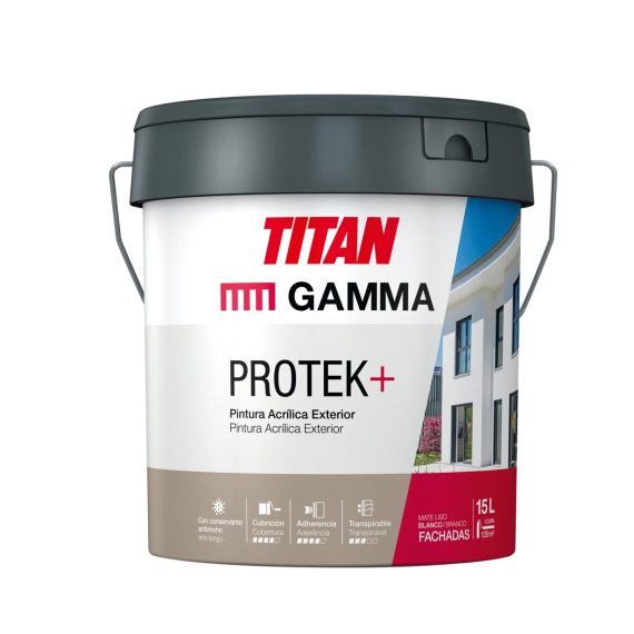 Bote Gamma-Titan pintura acrílica/plástica blanca Protek exterior-fachadas 15l