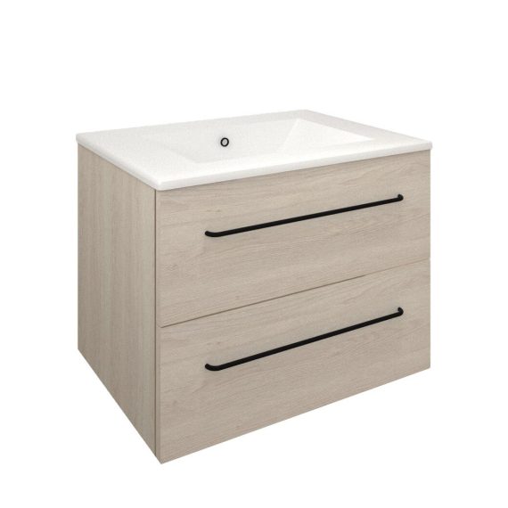 Mueble Lucid Tattom 2 cajones 60cm roble gladstone blanco