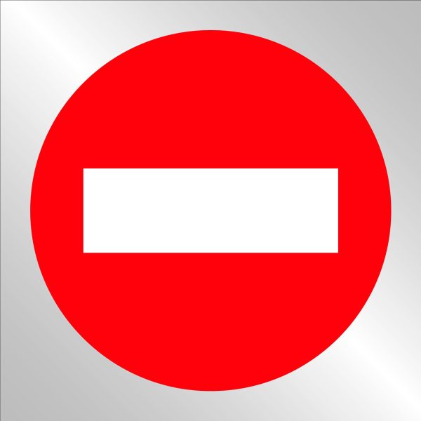 Pz. Señal JG en bolsa de plástico Dirección prohibida 70x70 cm