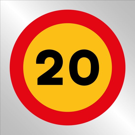 Pz. Señal JG en bolsa de plástico Velocidad máxima 20 km/h 70x70 cm