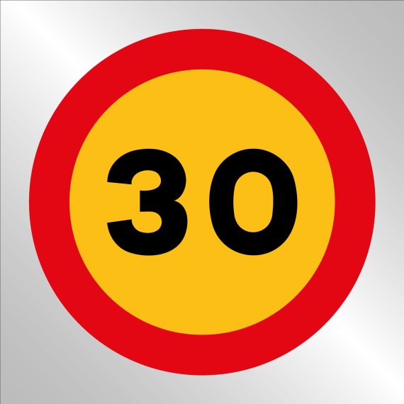 Pz. Señal JG en bolsa de plástico Velocidad máxima 30 km/h 70x70 cm