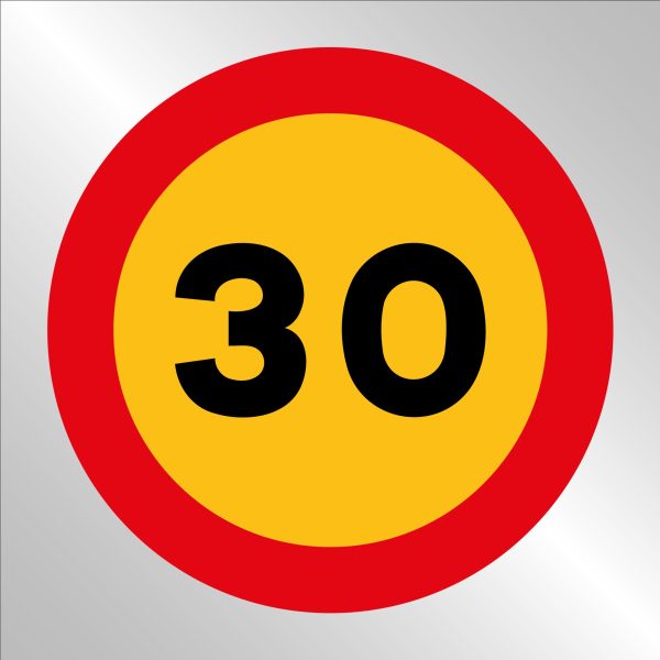 Pz. Señal JG en bolsa de plástico Velocidad máxima 30 km/h 70x70 cm