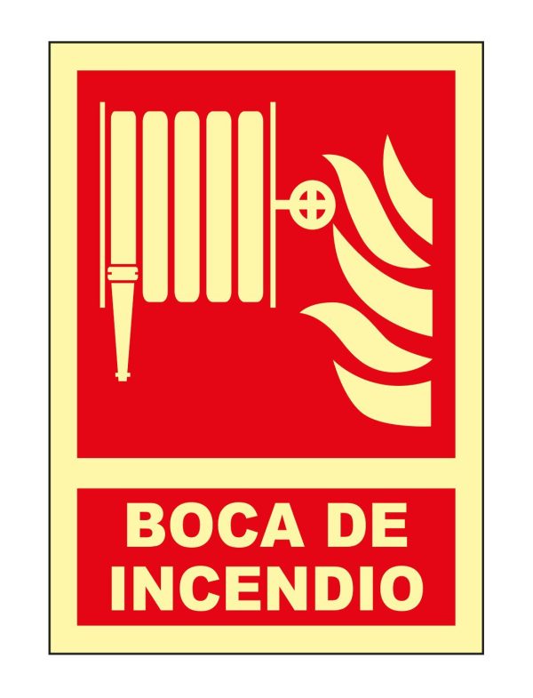Pz. Señal JG Fotoluminiscente Clase B Boca incendio A4