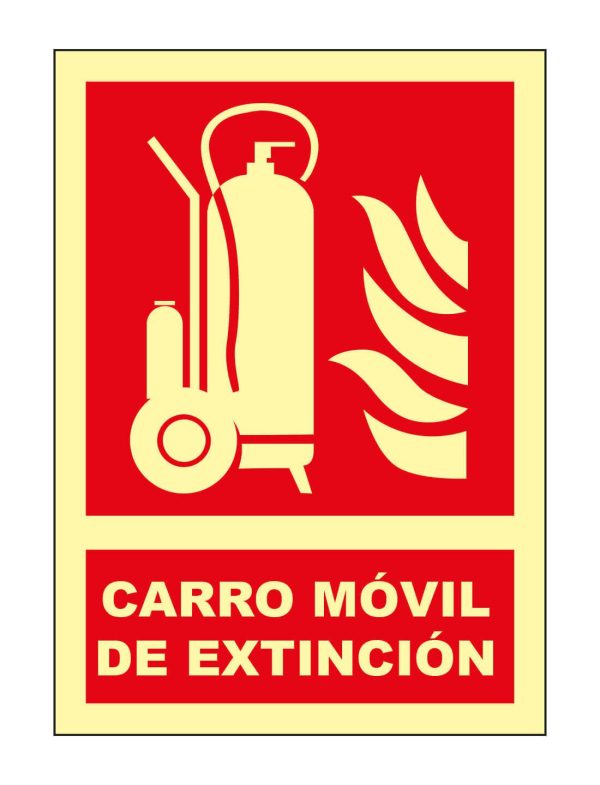 Pz. Señal JG Fotoluminiscente Clase B Carro móvil de extinción A4
