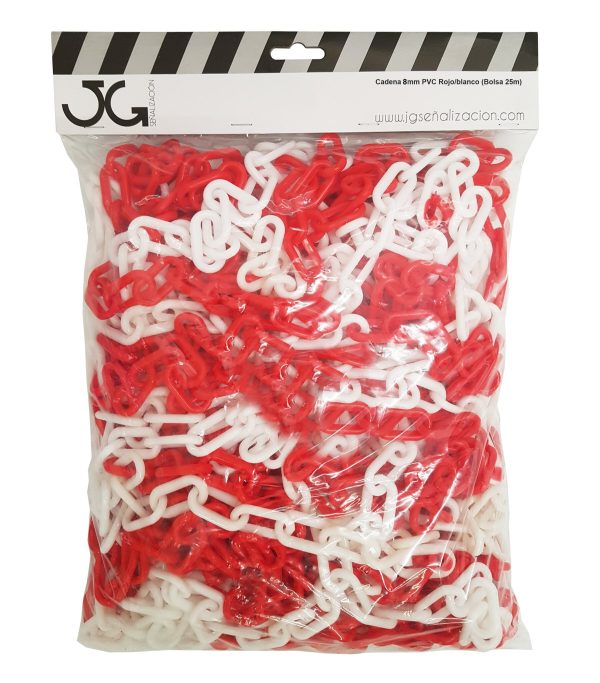 St. Beutel mit 25m Kette 8mm JG Rot und weiß