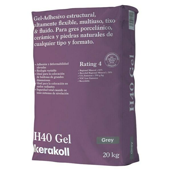 Saco Gel Adhesivo cementoso flexible Kerakoll H40 GEL Gris ref. 76441
