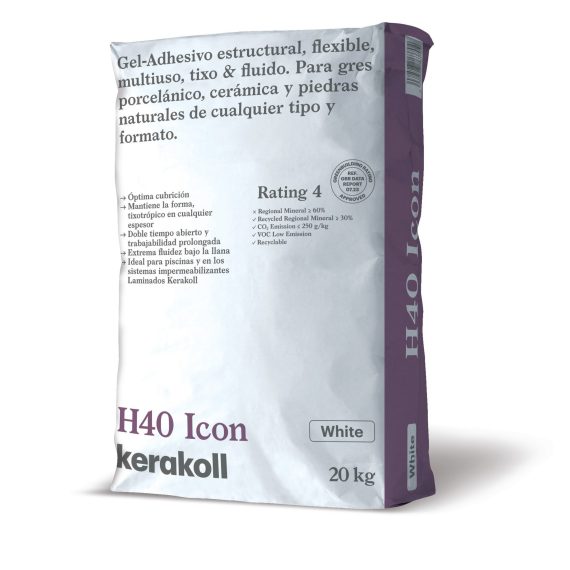 Saco Gel Adhesivo cementoso flexible Kerakoll H40 Icon Blanco ref. 76370