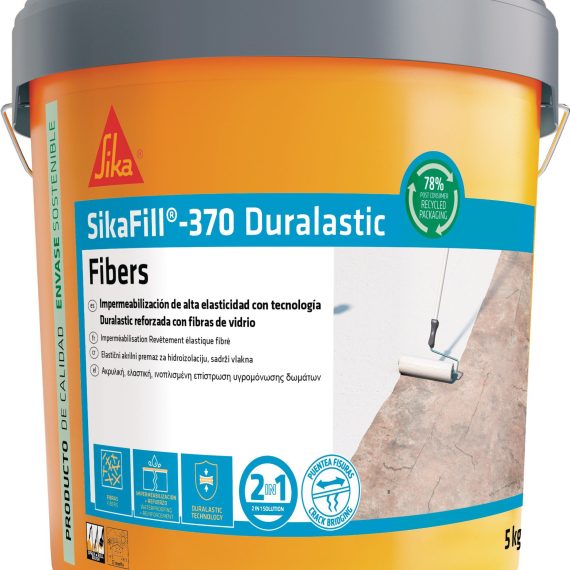 Bote Sika impermeabilizante SikaFill 370 Fibras Rojo Teja 5kg