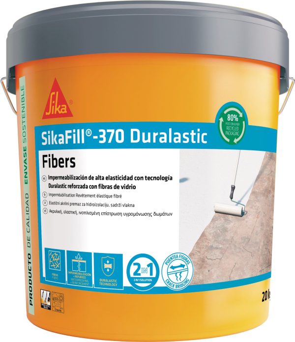 Bote Sika impermeabilizante SikaFill 370 Fibras Rojo Teja 20kg