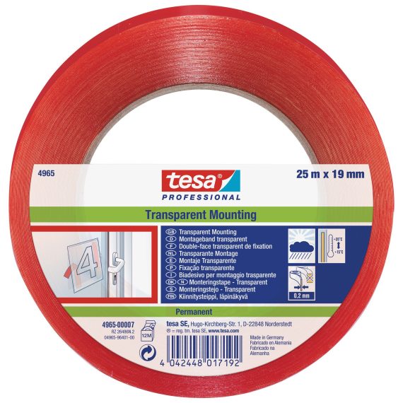 Pz. Tesa Cinta doble cara Mounting PRO transparente 25mx19mm 66965-00005-01