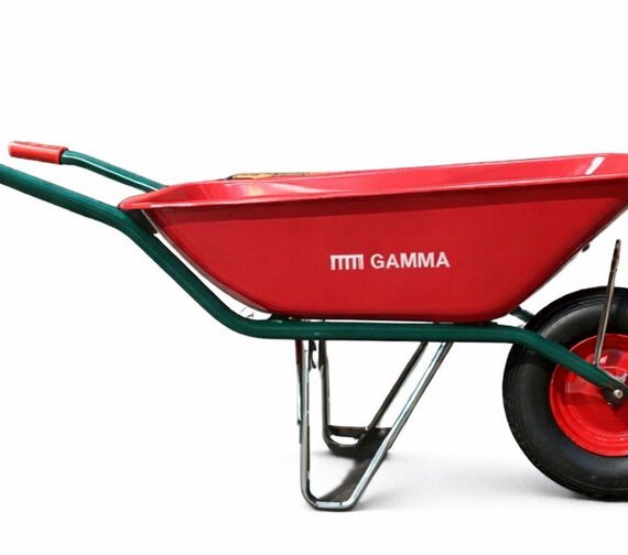 Carretilla Gamma Europea 90L Roja con rueda de caucho 6 lonas montada