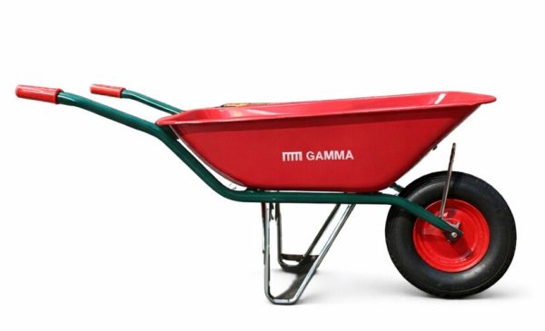 Schubkarre Gamma Europea 90L Rot mit 6 PR Gummirad montiert