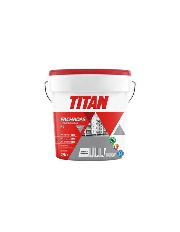Bote 15l Titan F4 pintura acrílica mate blanco fachadas
