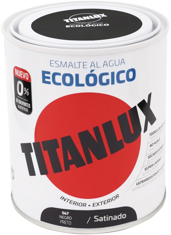 Bote Titanlux esmalte al agua eco satinado negro 750ml