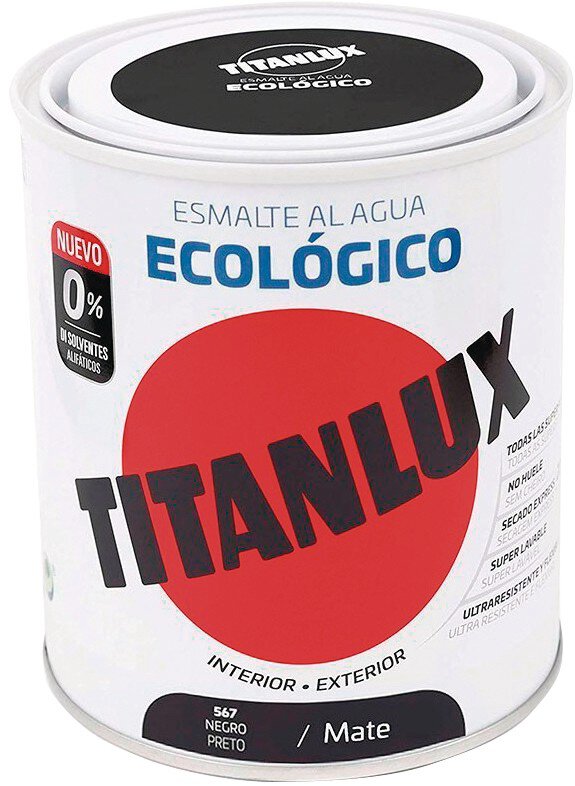 Pot Titanlux esmalt a l'aigua eco mat negre 750ml
