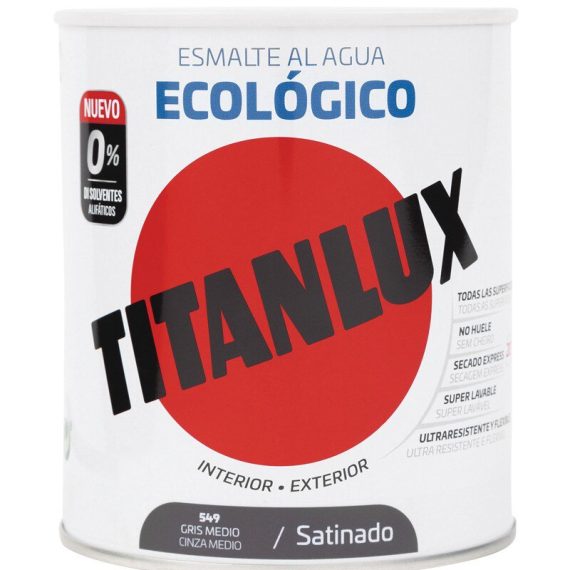 Bote Titanlux esmalte al agua eco satinado gris medio 750ml