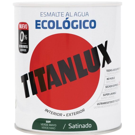 Bote Titanlux esmalte al agua eco satinado verde mayo 750ml