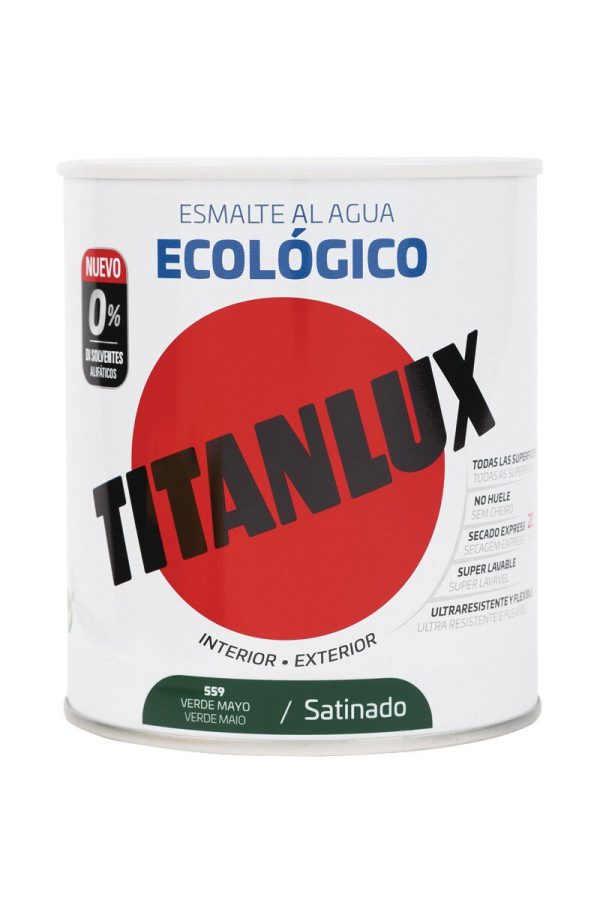 Bote Titanlux esmalte al agua eco satinado verde mayo 750ml