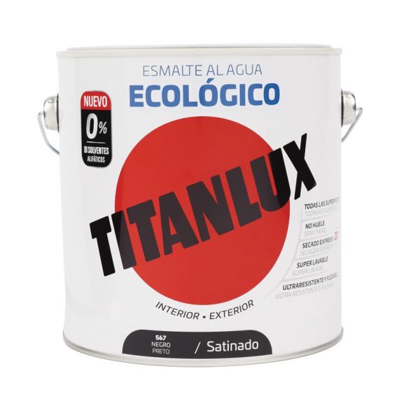 Bote Titanlux esmalte al agua eco satinado negro 2.5 L