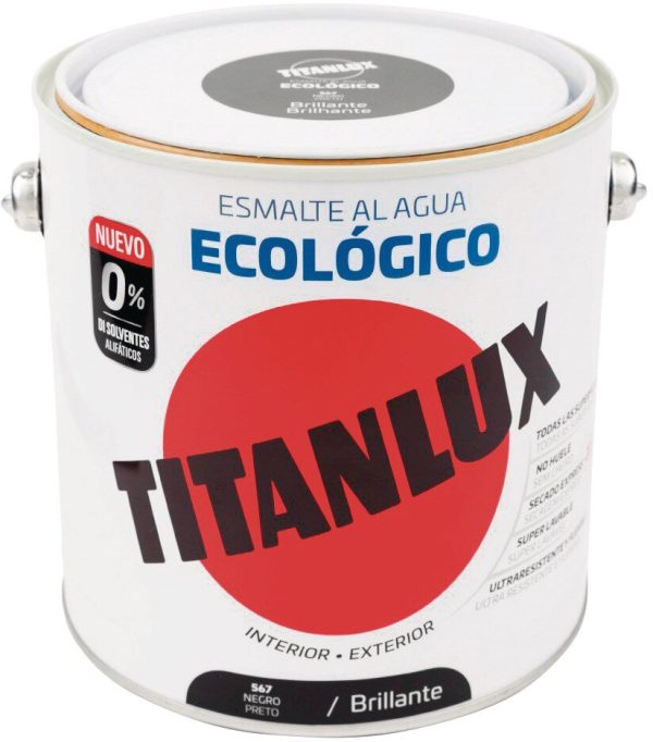 Pot Titanlux esmalt a l'aigua eco brillant negre 2.5 L