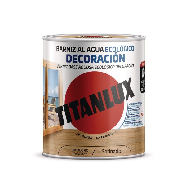 Tin Titanlux water-based eco varnish satin clear 750ml