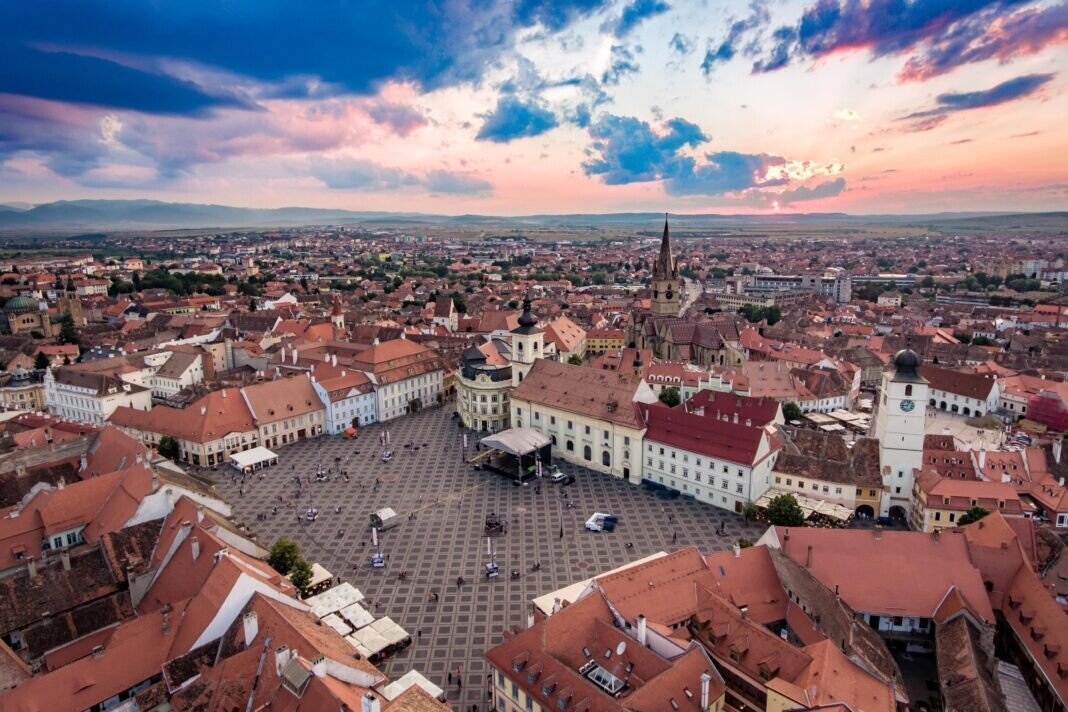 Sunset over Hermanstadt Sibiu Romania