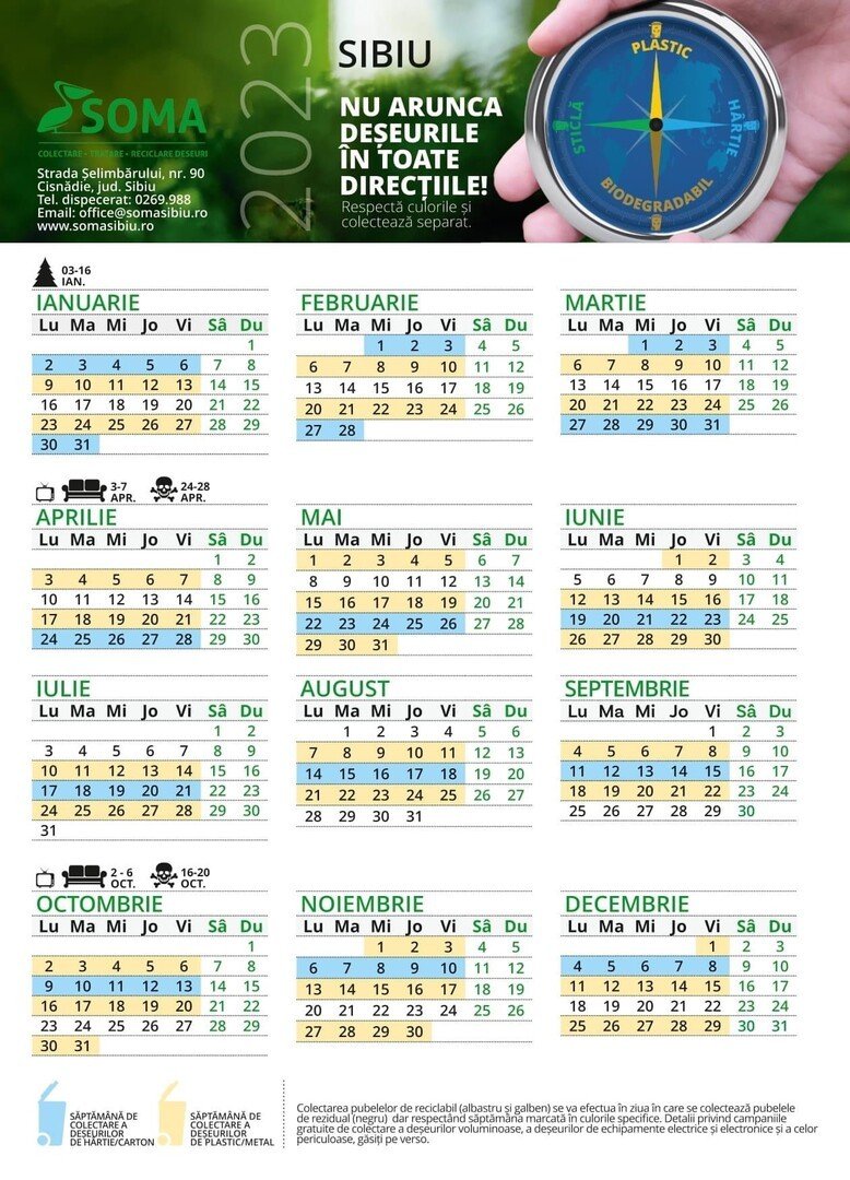 SOMA Sibiu: Calendarul cu graficul de ridicare pe anul 2023 și campaniile tematice