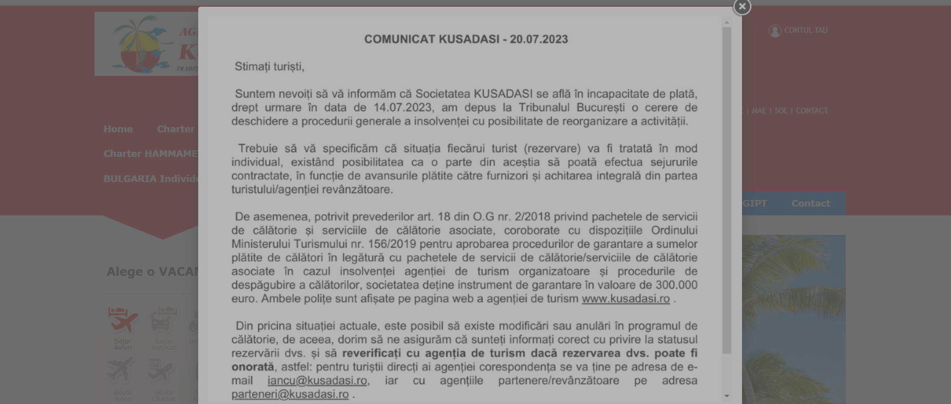 Ai vacanță cumpărată prin Agenția Kusadasi? Verifică dacă mai poți merge! Compania a cerut intrarea în insolvență