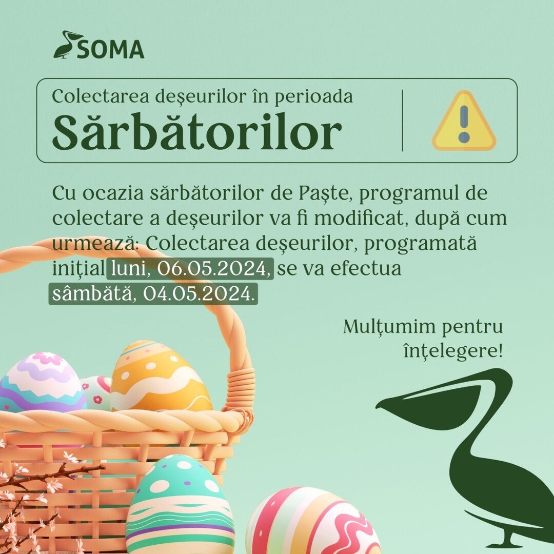 Modificare program colectare deșeuri SOMA Sibiu