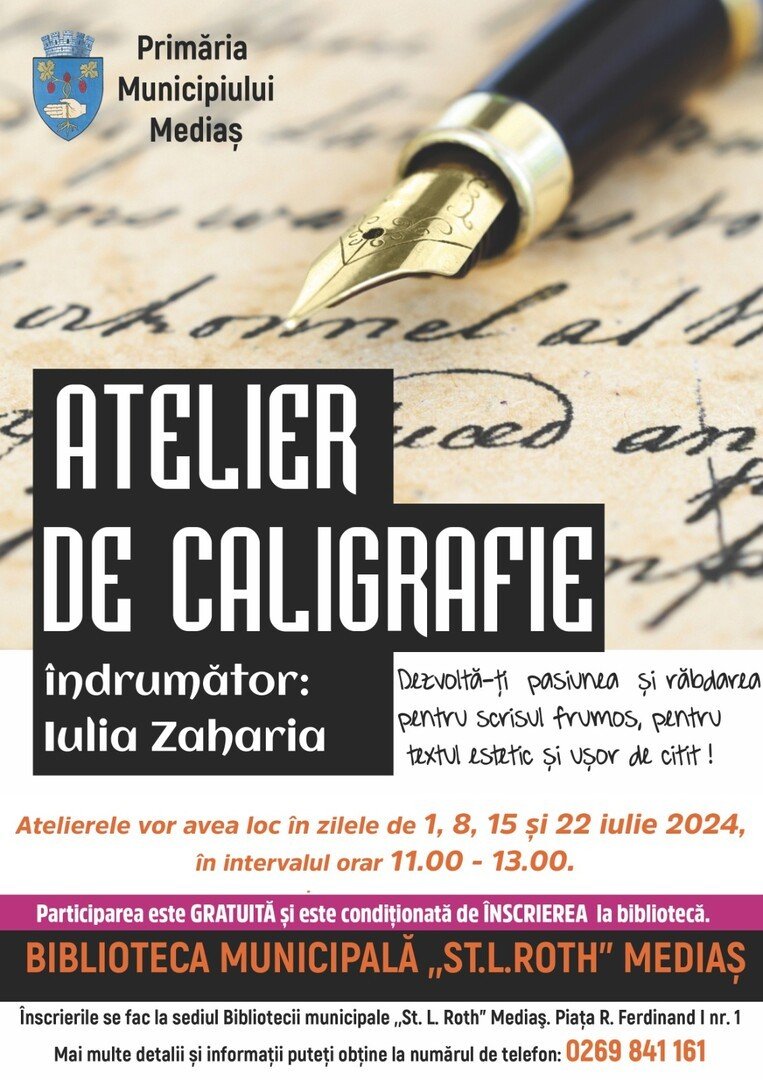 Atelier de caligrafie la Biblioteca Municipală Mediaș