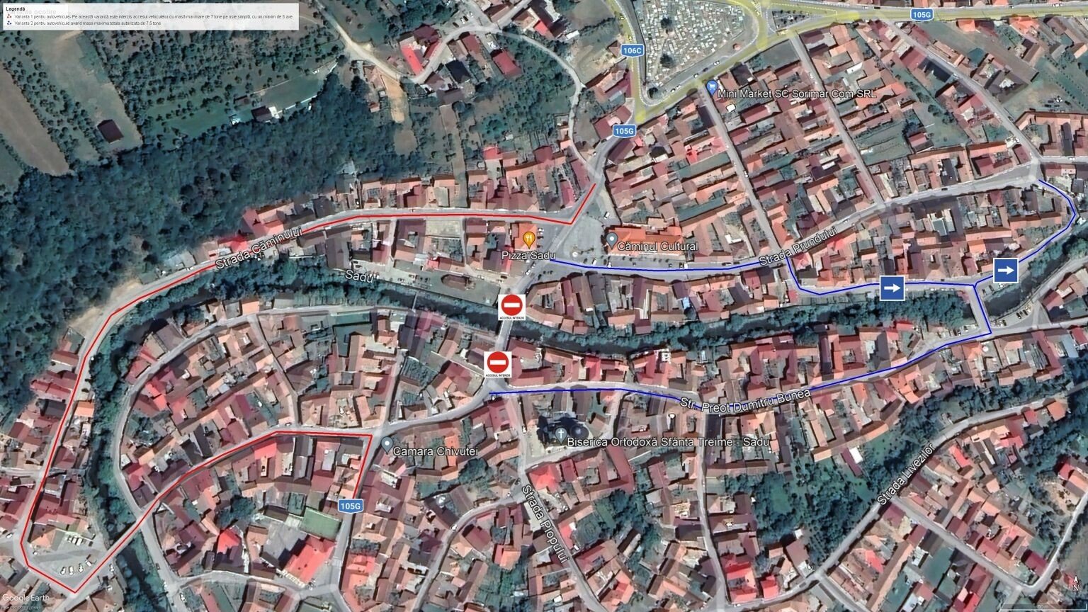 Se închide circulația pe DJ 105G în comuna Sadu. Se construiește un nou pod
