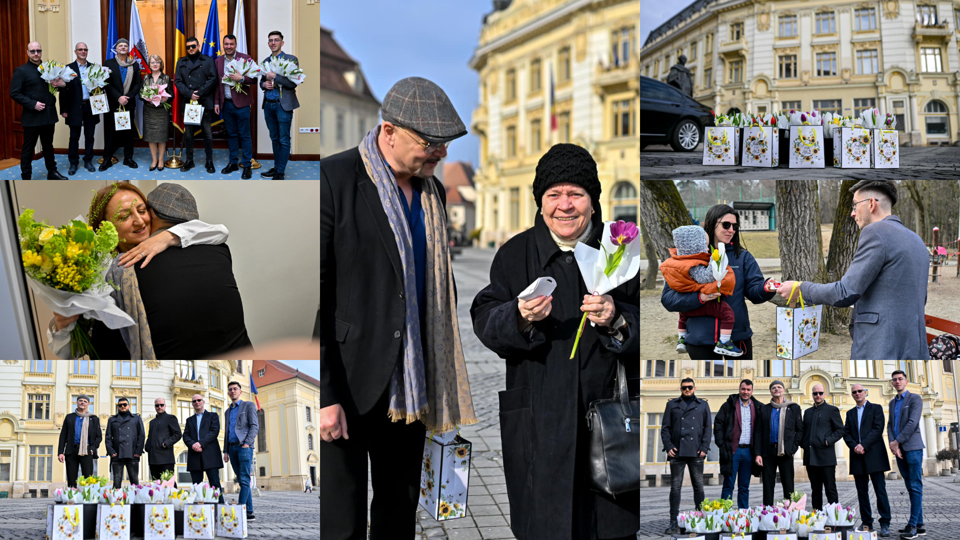 FOTO: Voluntarii din Sibiu au adus primăvara în sufletele doamnelor cu lalele și mărțișoare
