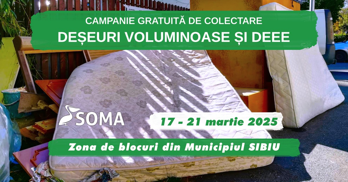 Deșeurile voluminoase și electronice se ridică gratuit! AFLĂ când ajunge Soma în cartierul tău
