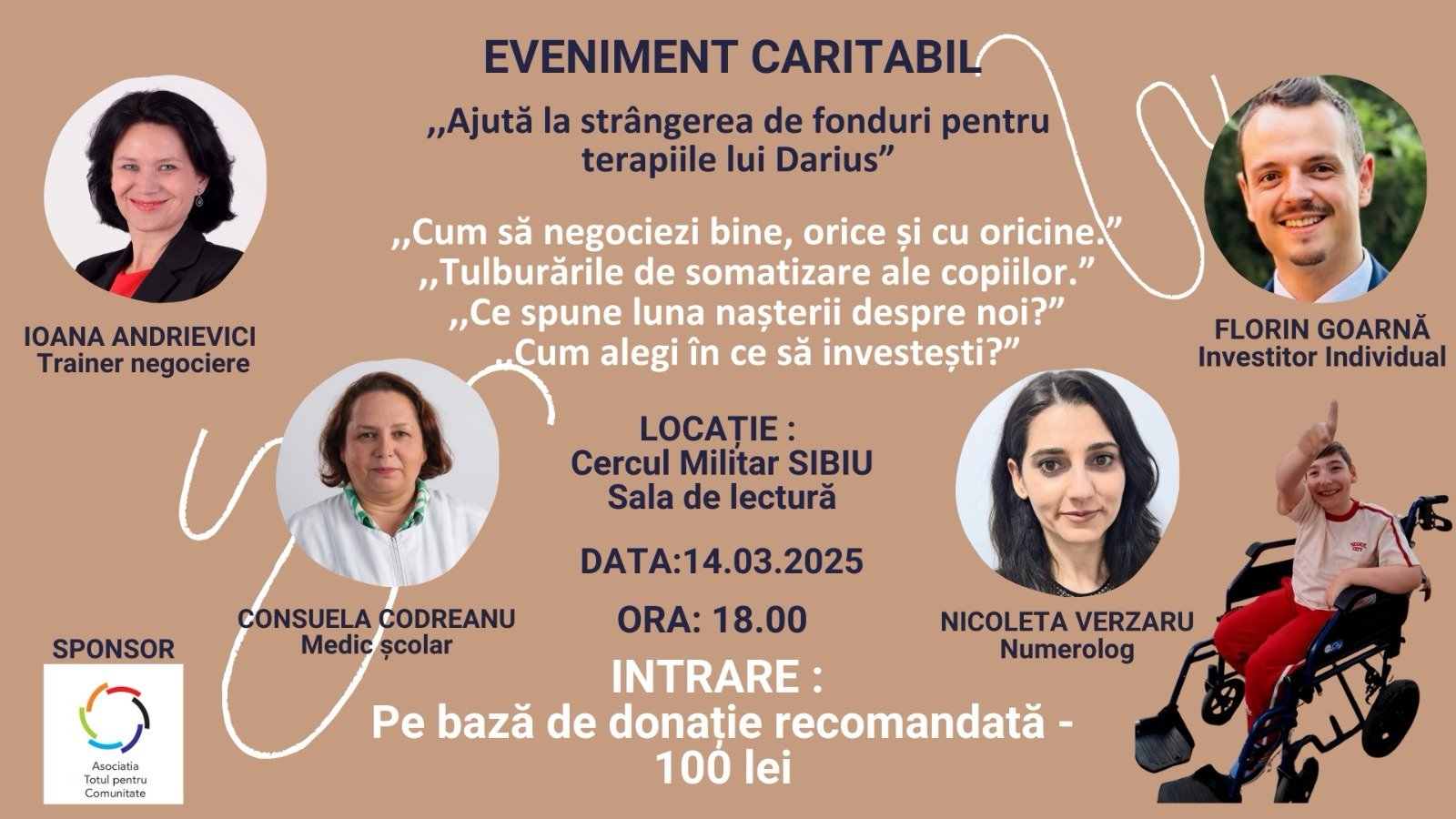 Eveniment caritabil la Cercul Militar din Sibiu: negociere, investiții și sănătate pentru o cauză nobilă