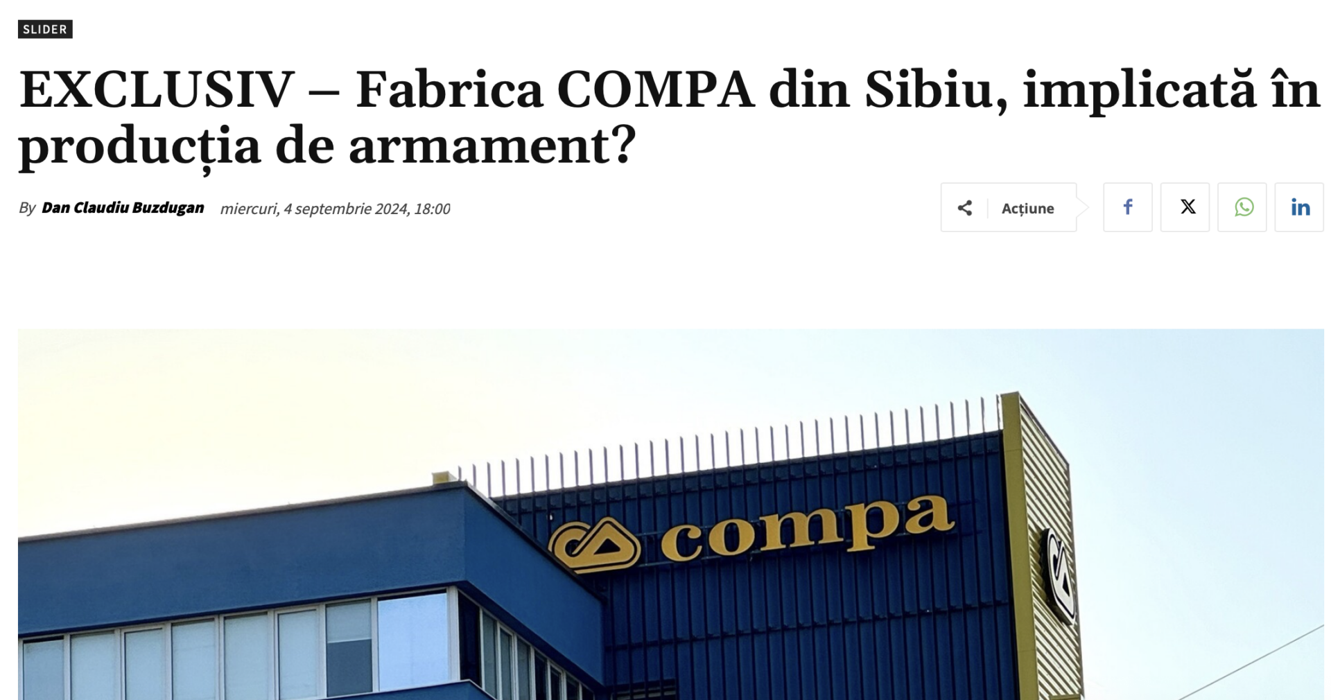 Ilie Bolojan confirmă: COMPA Sibiu produce armament!